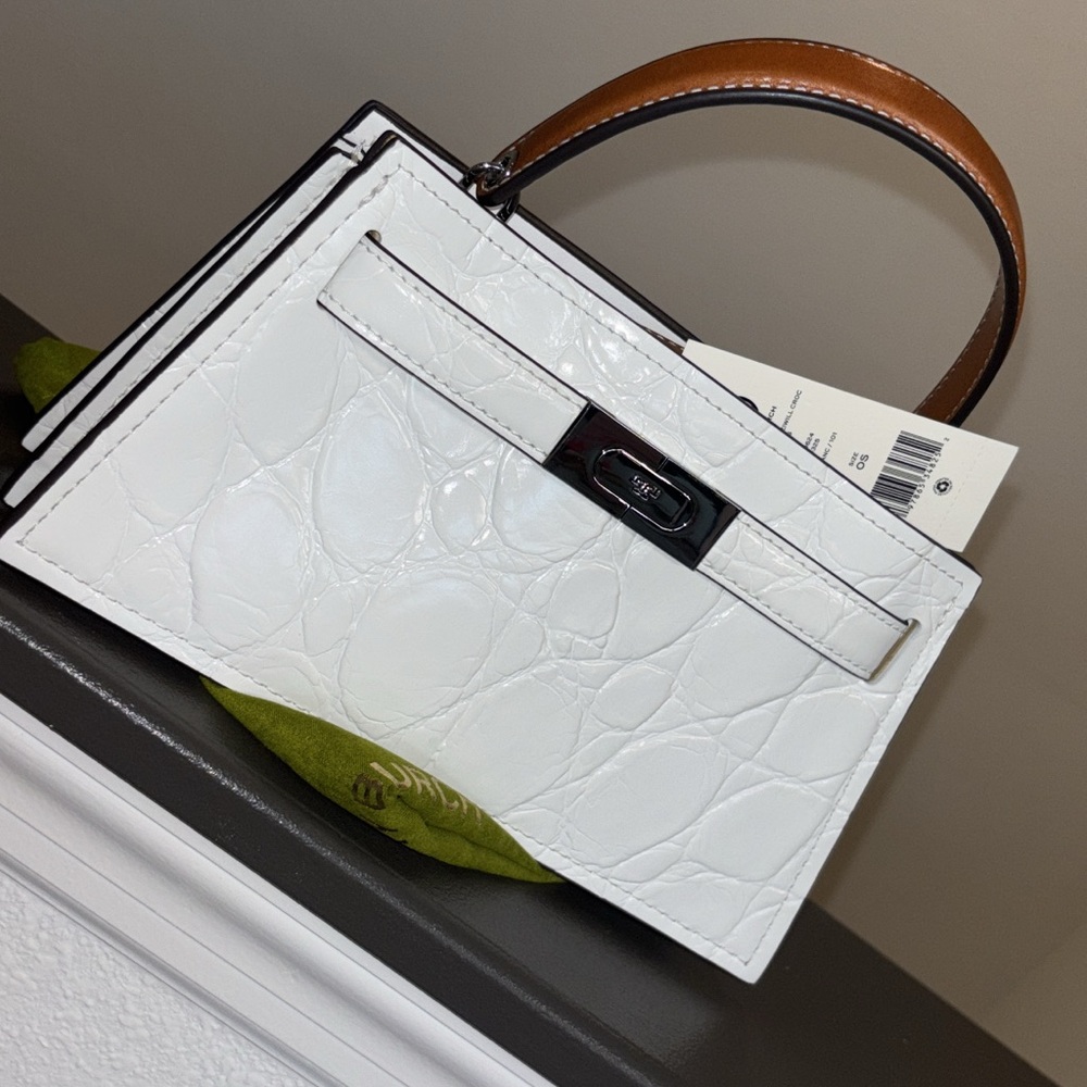 White Croc-Embossed Women's Tory Burch Bag